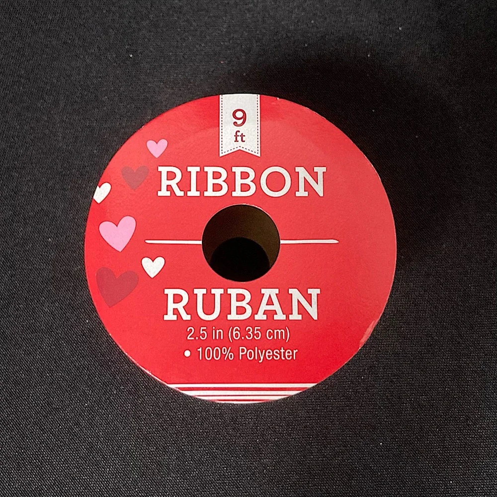 ⭐️ Red And Pink Heart Wire Edged Gift Ribbon 2.5” x 108”